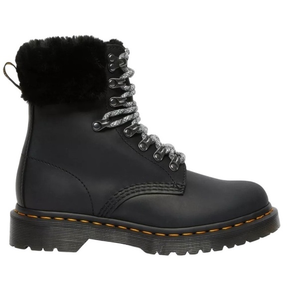 NEW Dr. Martens 1460 Serena Collar Leather Faux Fur Rimmed Combat Boot